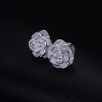 925 Sterling Silver Rose Flower Stud Earrings – Elegant Floral Jewelry for Women, Perfect for Weddings, Parties, and Special Occasions