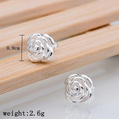 925 Sterling Silver Rose Flower Stud Earrings – Elegant Floral Jewelry for Women, Perfect for Weddings, Parties, and Special Occasions